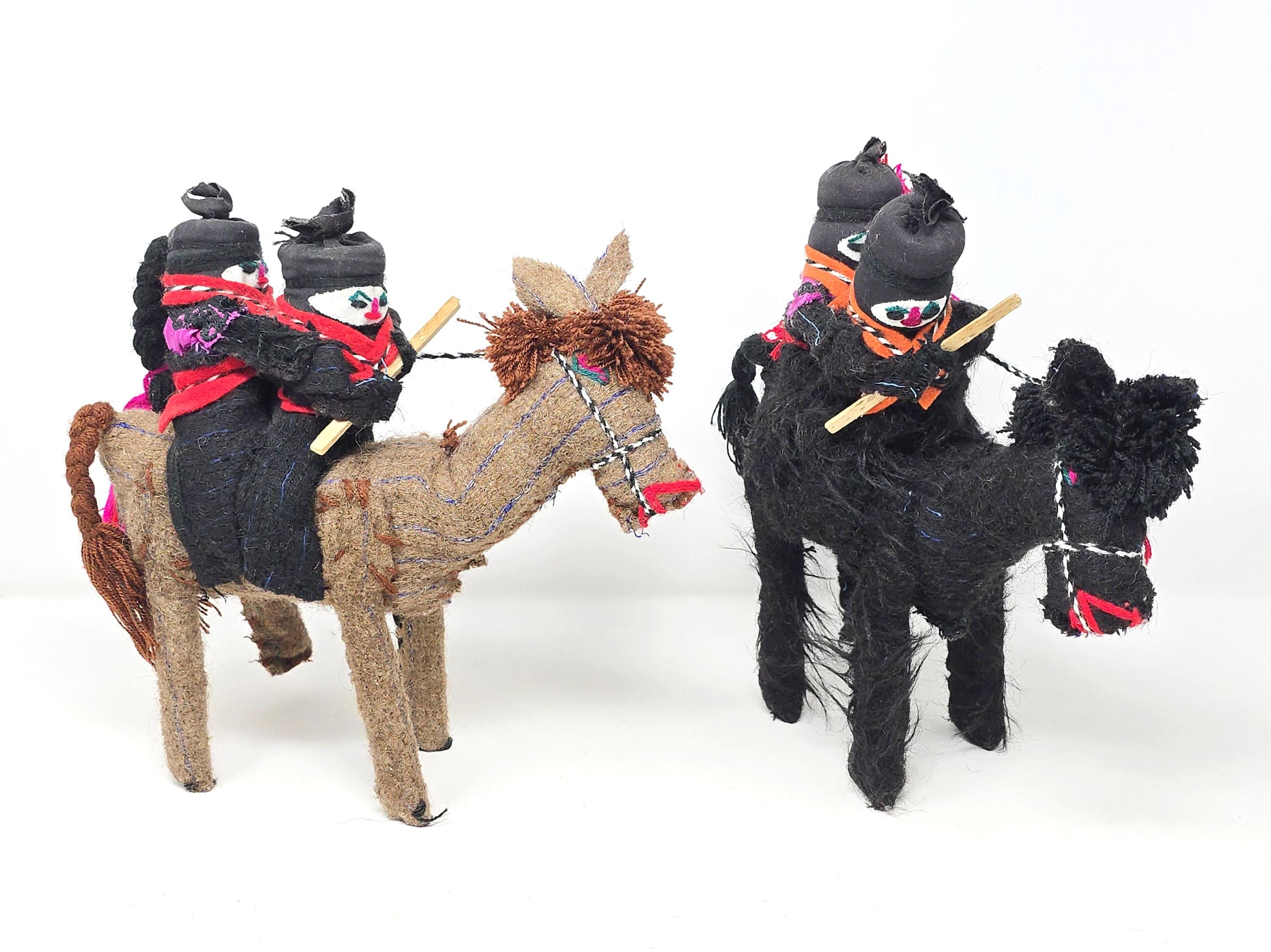 Zapatista wool dolls on horseback / stuffed hand made warrior doll / plush toys / handmade mexican doll / mexican freedom warriors