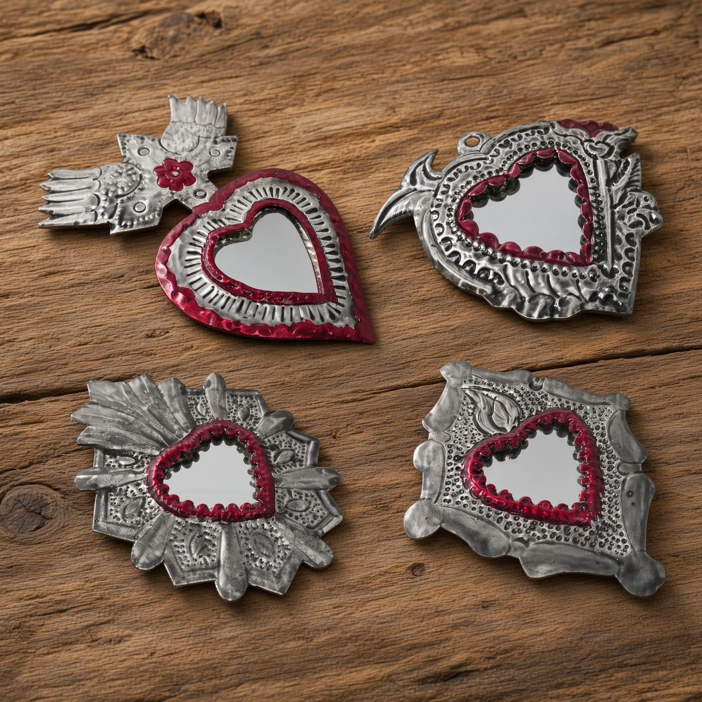 Mexican Tin Sacred Heart Mirror Milagro Wall Decor - Etsy