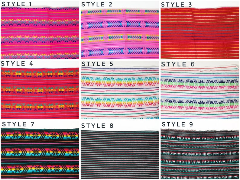 Mexican fabric by the yard / Mexican ethnic fabric / colorful woven fabric / colorful mexican table cloth / mexico fabric image 2