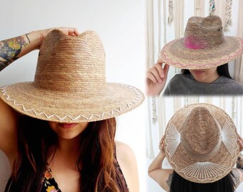 Mexican straw hat with embroidered decoration