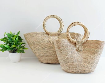 Small straw beach tote / handmade market straw bag / mexican tote bag / summer bag / farmer's market bag /