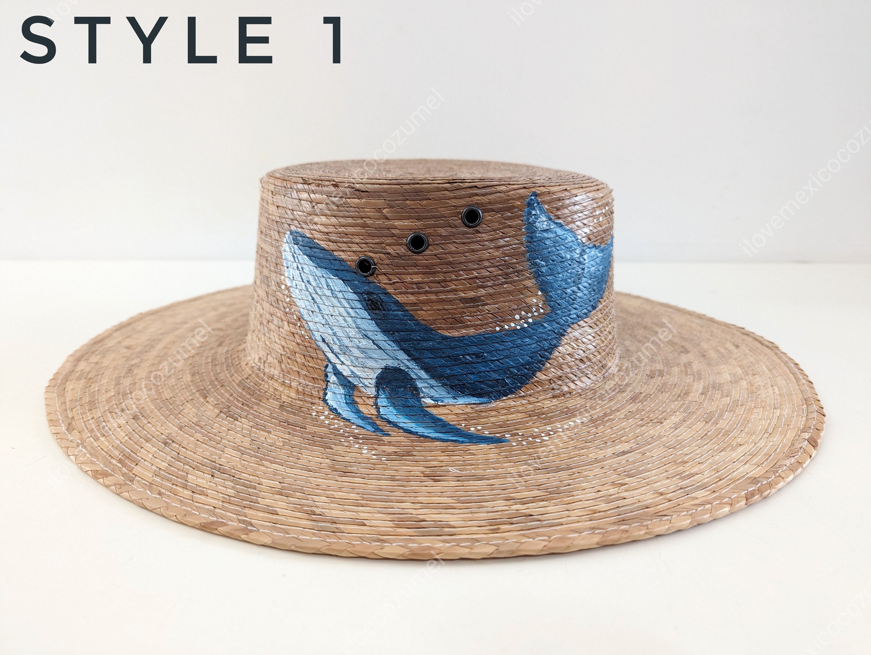 Hand-painted Sea Life Straw Hat: Summer Sun Hat - Etsy display picture 3