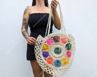 Handmade Mexican Beach Tote Bag: Natural Fiber Market Basket