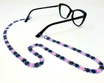 Cadena de gafas de ojos florales con cuentas de colores