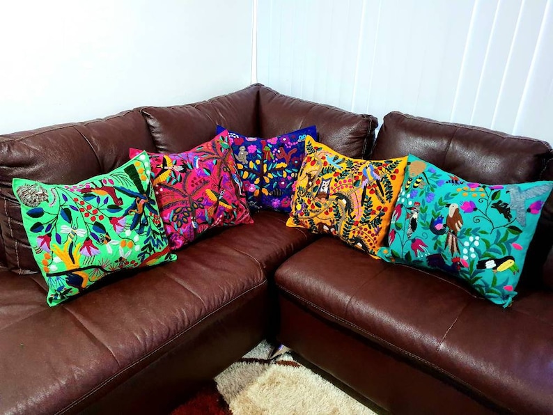Mexican pillow cases / Embroidered pillow case / colorful Etsy