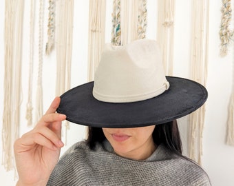 Two tone Suede fedora hat from Mexico
