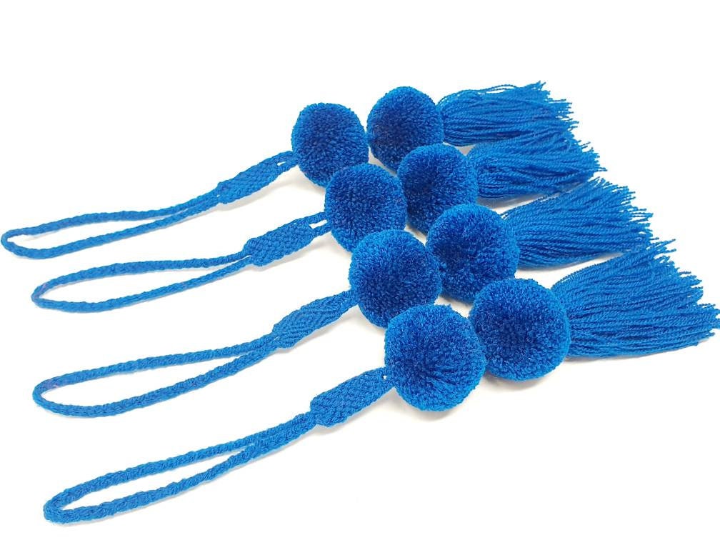 Handmade Navy Blue Boho Bag Tassels / Beach Bag Tassels / Blue Etsy