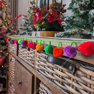 Mexican Christmas tree garland / Bright color pompom garland