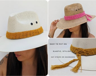 Woven cotton hat band / hatband in bright colors / woven hat strap / hat accessories