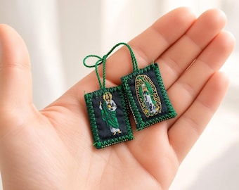 Embroidered Scapular Necklace, Virgen de Guadalupe, Handmade