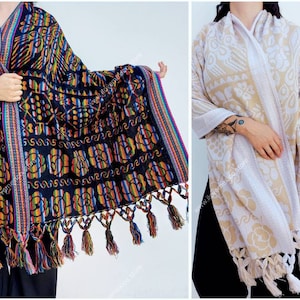 Woven cotton rebozo scarf / Traditional mayan rebozo / Mexican geometric pattern shawl / mexican cotton pashmina / rebozo for labor