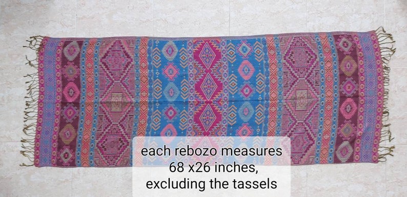 Mexican rebozo scarf / Traditional rebozo / Mexican geometric pattern shawl / mexican pashmina image 9