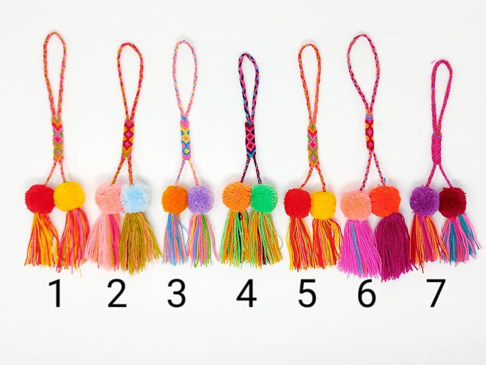 Handmade multi colored boho bag tassels / multi colored beach Etsy