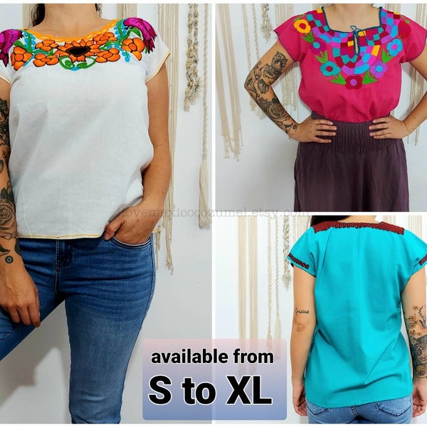 Blusa floral mexicana / top mexicano / top floral / camisa de flores bordada para mujer