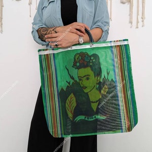 Plastic Frida tote / Frida mesh bag / mexican tote bag / mexican mesh bag / mesh beach bag