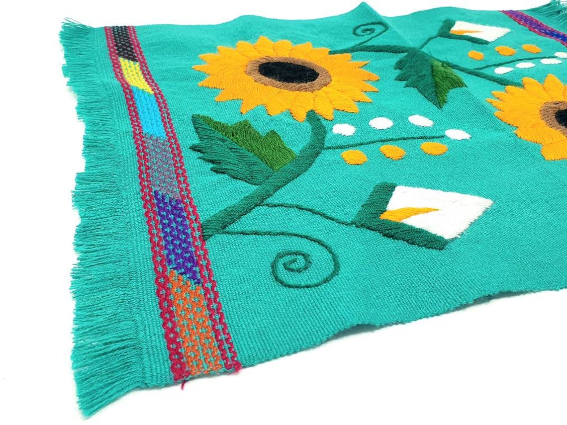 Mexican hand woven tablecloth / embroidered place mat / Etsy
