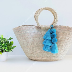 Handmade single colored boho bag tassels / pastel colored beach bag tassels / pastel color pompoms / pastel colored bag charms