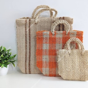 Bolsa de playa de fibra de yute natural / cesta de mercado hecha a mano / bolsa de playa mexicana / bolsa de niña de las flores / bolsa de playa