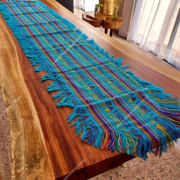 Corredor de mesa de tela mexicana / corredor de cama cambaya / decoración de fiesta mexicana / decoración del hogar de zarape mexicano / corredor de serape mexicano / tela de serape