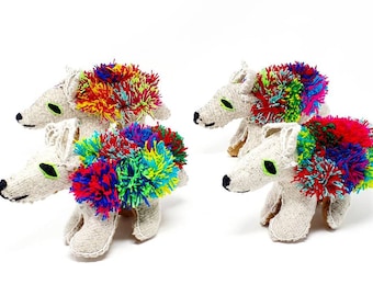 Mexican hand made plushies / stuffed natural wool porcupine/ plush toys / handmade mayan wool / cinco de mayo / wool toys / mexican toys