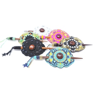 Mexican hair accessories / floral hair pin / glass bead hair pin / hair stick / glass bead hair accessory / hair brooch / floral hair tie