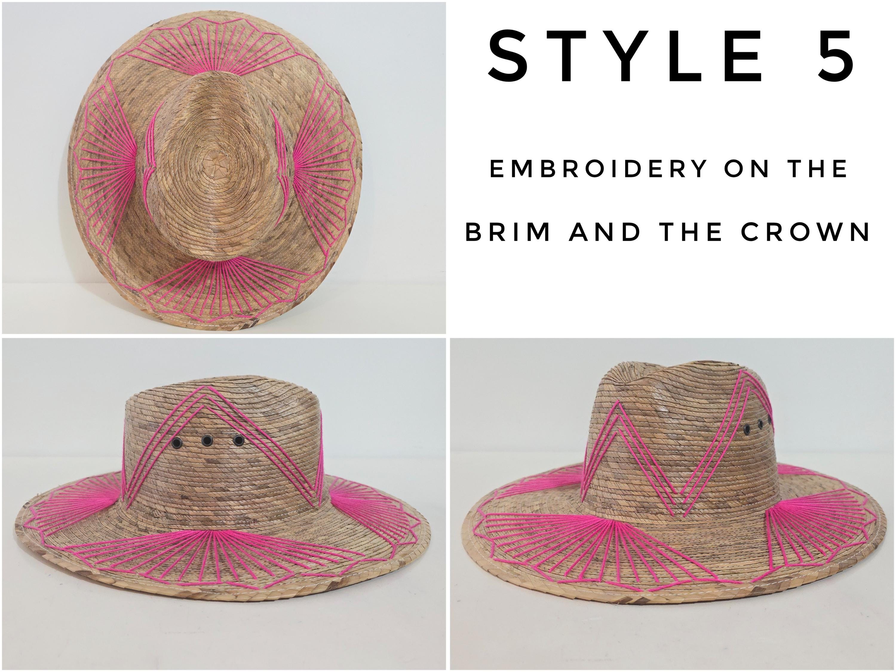 Mexican Straw Hat With Embroidered Decoration - Etsy display picture 1