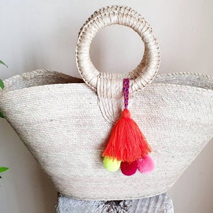 Handmade Multi Colored Boho Bag Tassels / Multi Colored Beach Bag ...