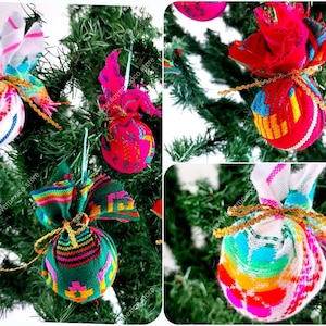 Cambaya Stoff Weihnachtskugeln: Mexikanische Ornament Set