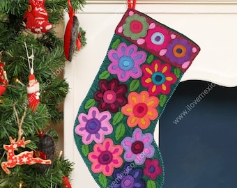 Mexican embroidered Christmas stockings