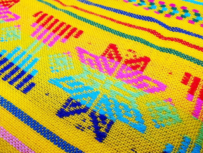 Mexican fabric by the yard / Mexican ethnic fabric / colorful woven fabric / colorful mexican table cloth / mexico fabric image 8