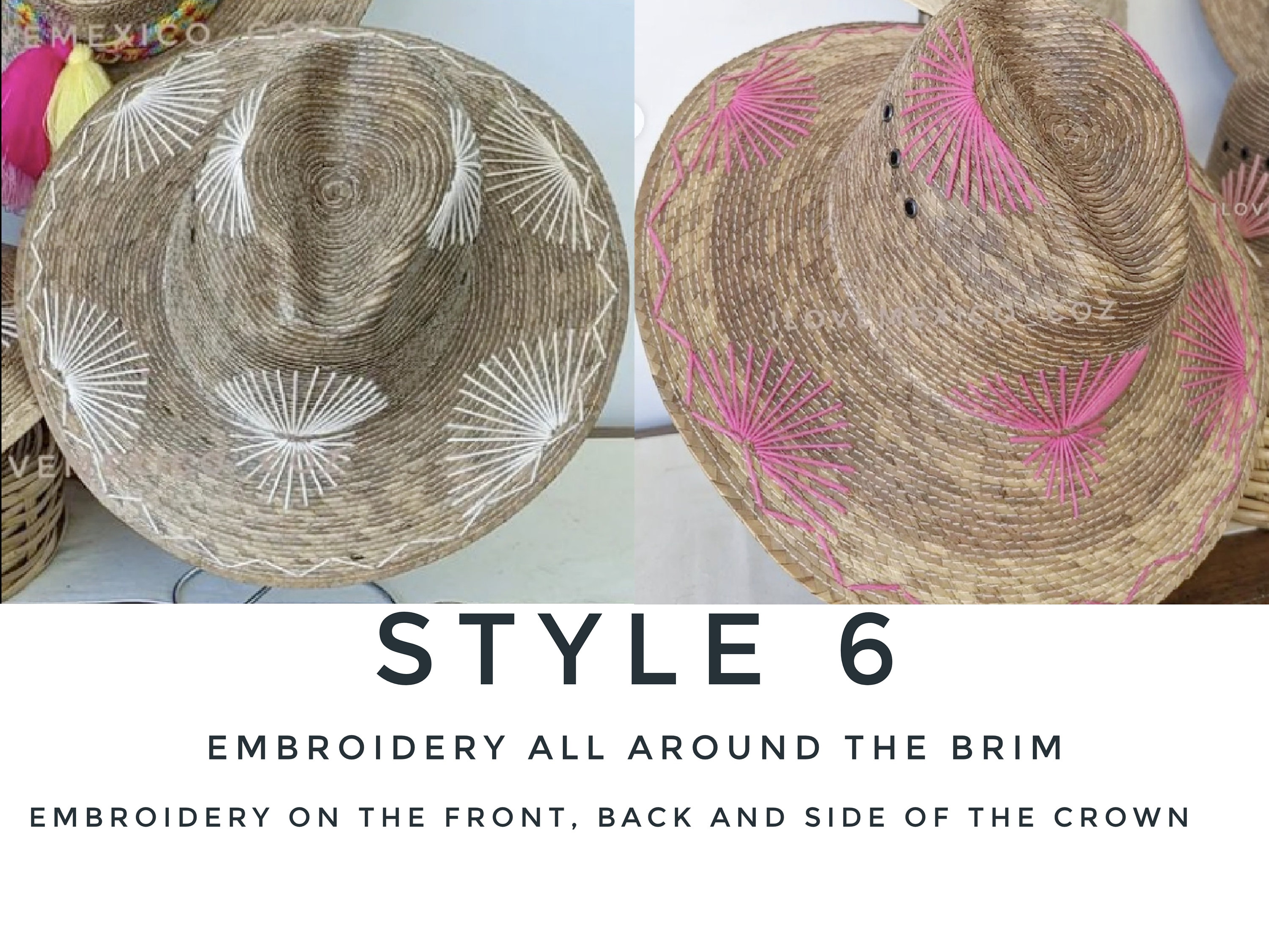Embroidered Straw Hat with Tribal Design Aztec Black Bandana XL Wide Brim Bamboo Straw Summer hat  main image 3