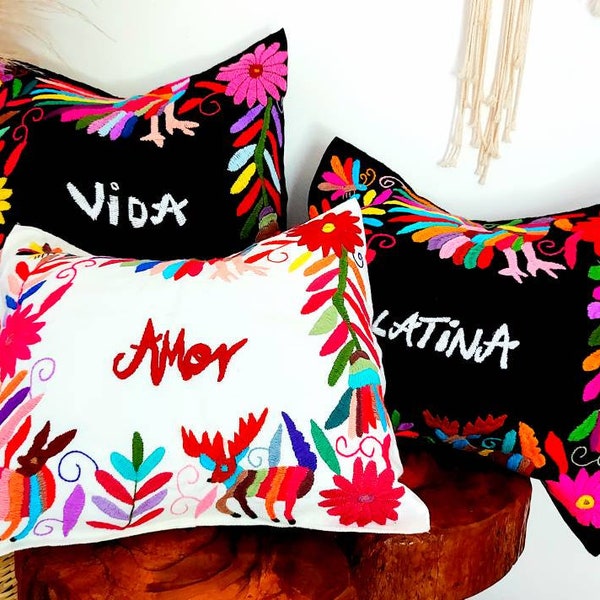 Mexican pillow cases / Embroidered pillow case / custom decorative pillow cover / colorful home decor / mexican decor