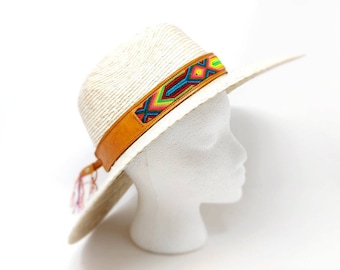 Woven Leather Hat Band: Colorful Mexican Style Hatband
