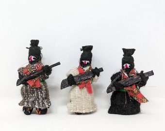 Handmade Zapatista Wool Doll Keychain: Mexican Warrior