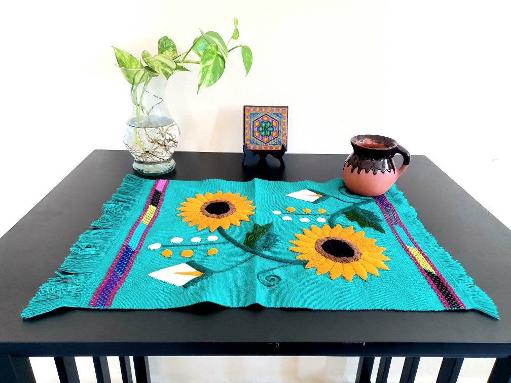 Mexican Hand Woven Tablecloth / Embroidered Place Mat / Etsy