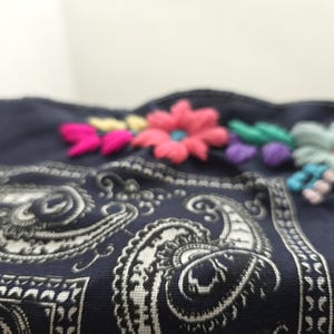 Embroidered Floral Bandana | Handmade Mexican Paliacate Scarf image 10