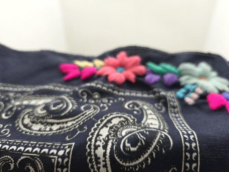 Embroidered Floral Bandana | Handmade Mexican Paliacate Scarf image 10