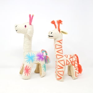 Stuffed natural wool giraffe / plush toys /  embroidered plushies / cinco de mayo / giraffe toys / mexican toys