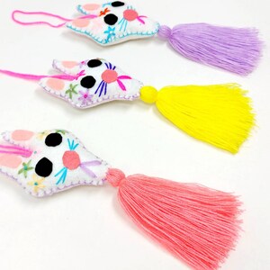 Embroidered Bunny Tassel: Handmade Mexican Charm