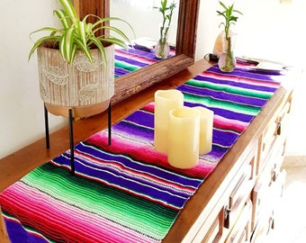 Mexican serape table runner / sarape bed runner / Mexican fiesta decor / Mexican zarape home decor / mexican serape scarf / serape fabric