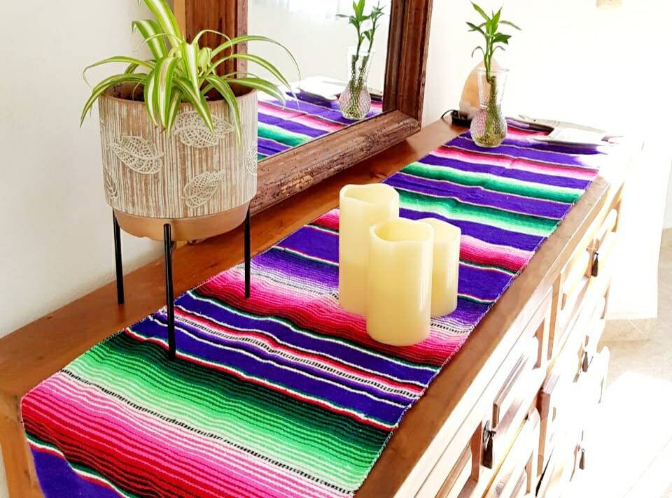 Mexikanischer Talavera Tischläufer, 33x183 Cm, Aus Leinen – Für Fiesta, Küche & Esszimmer