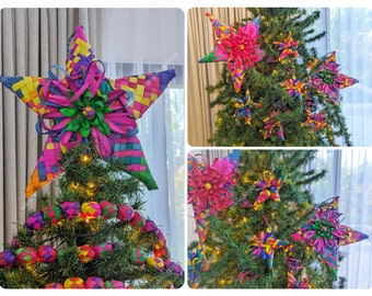 Mexican straw ornaments / woven Christmas tree ornaments / star ornaments