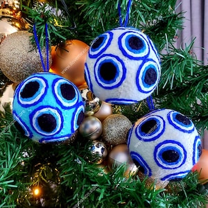 Handgemachte Evil Eye Weihnachts Ornament Set: Mexikanische Dekoration