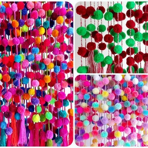 Mexican Christmas tree garland / Multi color pompom garland / fiesta decor / christmas decoration / mexican christmas ornament