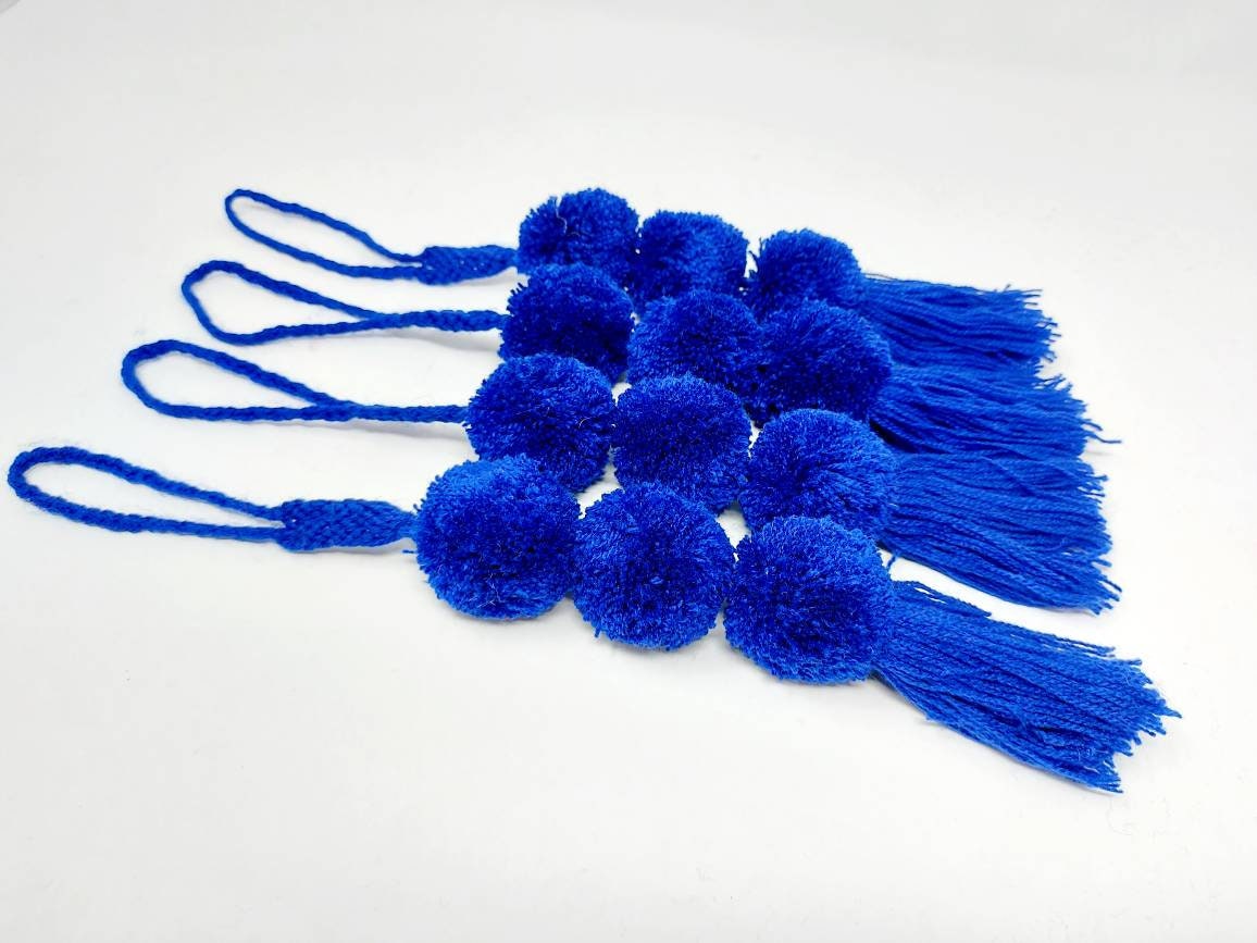 Handmade navy blue boho bag tassels / beach bag tassels / blue Etsy