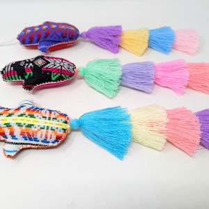 Mexican fabric hamsa tassel / mexican home decor / hamsa hand tassels / embroidered tassels