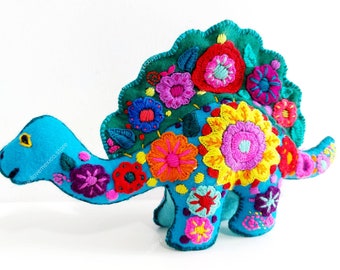 Mexican hand made plushies / stuffed natural wool dinosaur/ plush toys / handmade mayan wool / cinco de mayo / wool toys / mexican toys