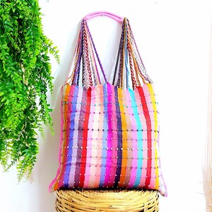 Mexican dotted canvas tote / canvas market bag