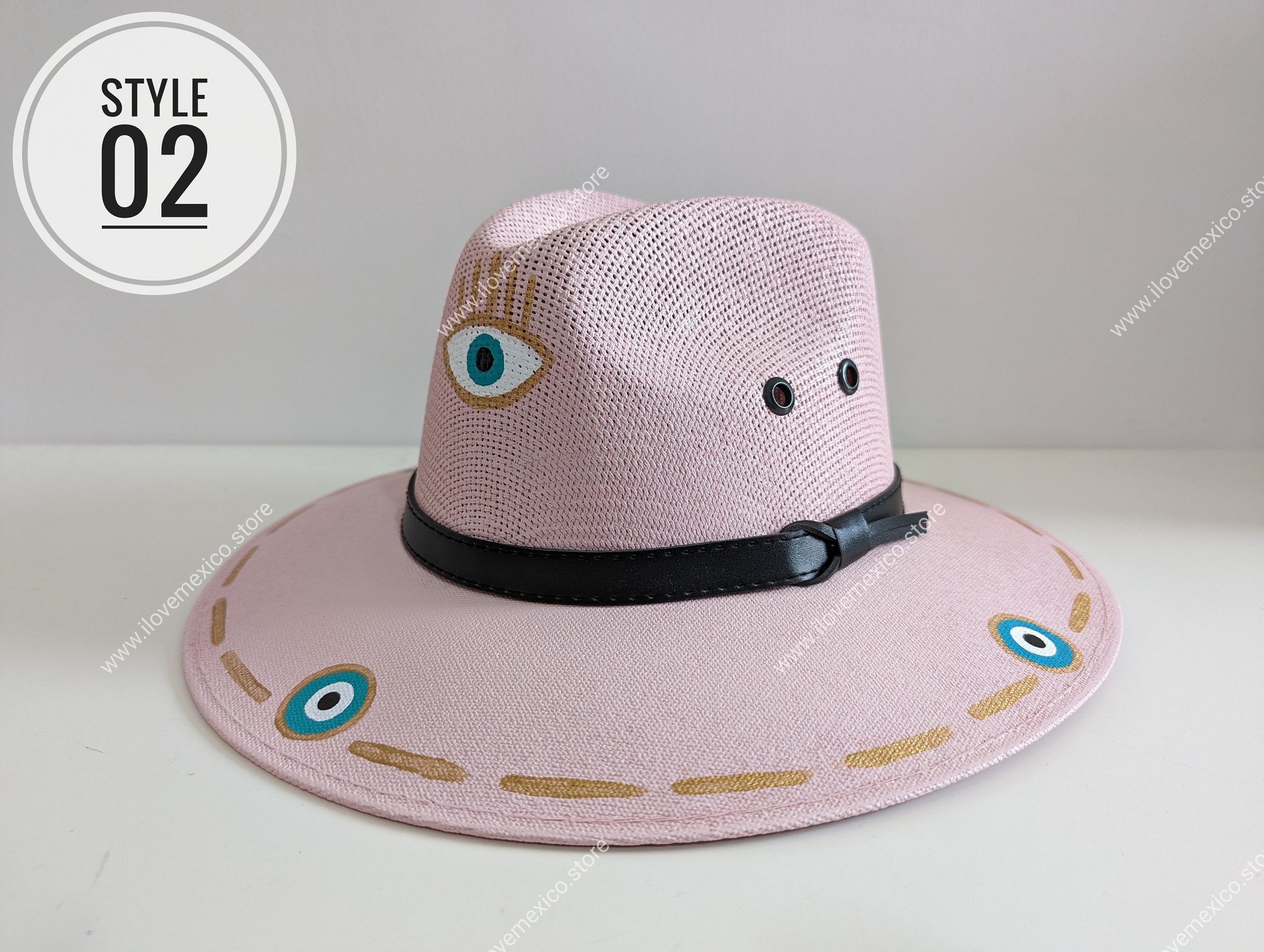 Hand-painted Evil Eye Hat: Mexican Artisan Design - Etsy display picture 1
