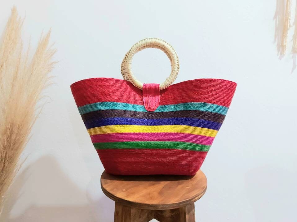 Multicolor straw bag deals